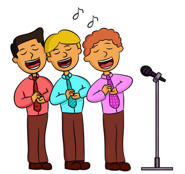 Cartoon Illustration Of Choir Men