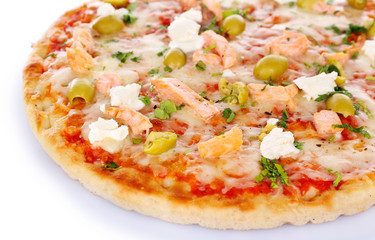 Delicious tasty pizza, isolated on white