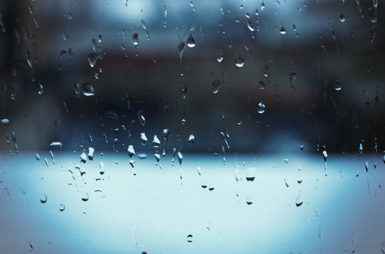 Rain drops on the window glass