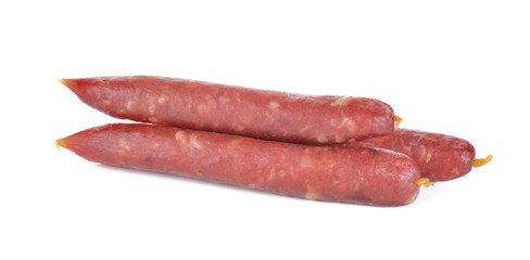 Chinese sausage on white background