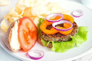 Vegetarian lentil burger