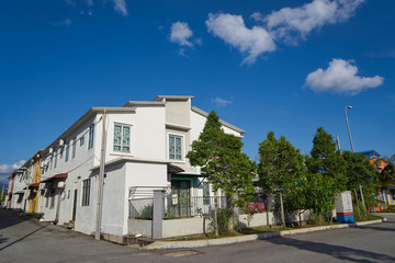 terrace house under the blue skies