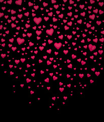 Fototapeta na wymiar Background of Hearts. Red Hearts. Valentine's Day Hearts. I Love You symbol. Confetti of Hearts. Rendering in 3D Program