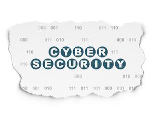 Privacy concept: Cyber Security on Torn Paper background