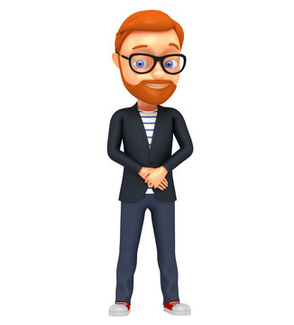 3d cartoon character businessman on a white background isolated.