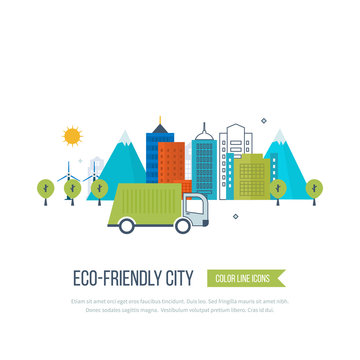 Green eco and eco-friendly city concept. 