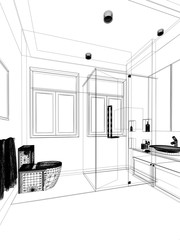 abstract sketch design of interior bathroom 