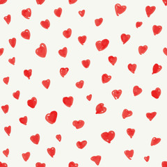 Valentine's day abstract background with hand drawn red hearts s