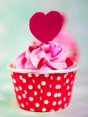 Colorful love cupcake for Valentine day  