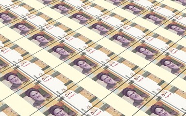 Iranian rials bills stacked background. Computer generated 3D photo rendering.