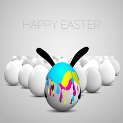 Easter eggs with rabbit ears, cmyk color dots