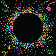 Background of carnival with many confetti and streamers