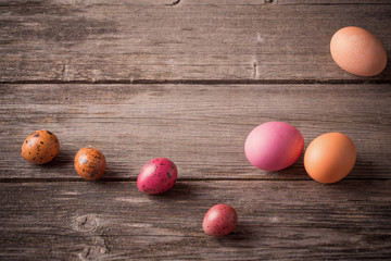 easter eggs on wooden background