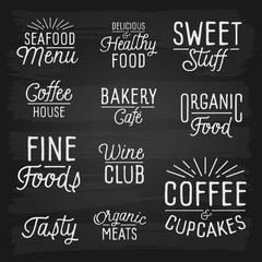 Hand drawn lettering slogans for cafe and restaurant