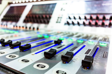 audio sound mixer with buttons and sliders