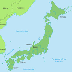Karte von Japan - Grün