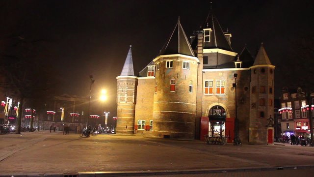The Waag ("weigh house") in Nieuwmarkt square, Amsterdam, The Netherlands. The historic building was originally a city gate.