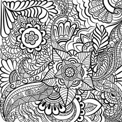 black and white pattern in a zentangle style, Hand-drawn design