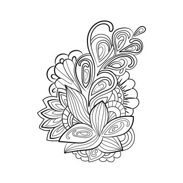 Zentangle floral pattern. Hand-drawn design element. Doodle art flowers. Zentangle floral pattern.