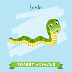 Fototapeta premium Snake vector. Wild and forest animals. Cartoon characters illustration. Funny Animal.