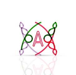 Abstract geometric linear hipster floral icon, frame design, flat style