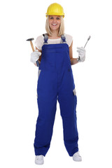 Handwerker Frau Handwerkerin Beruf Arbeiter Handwerk stehen Frei