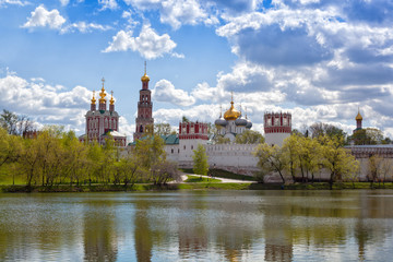 Fototapeta na wymiar Russian orthodox churches in Novodevichy Convent monastery, Moscow, Russia