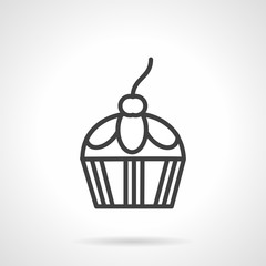 Confection black line vector icon. Berry cupcake