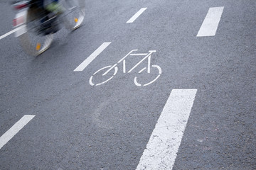Bike Lane Sign and Cyclist in Cologne