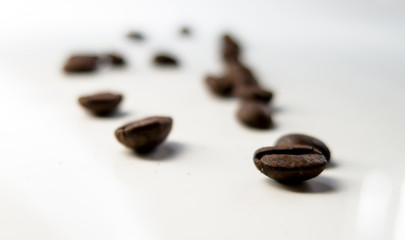 Coffee Beans Up Close and a Bright Background