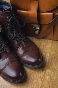 Men fashion. Men accessories. Brown leather shoes, leather men b