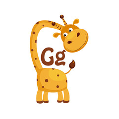 Giraffe. Funny Alphabet, Animal Vector Illustration