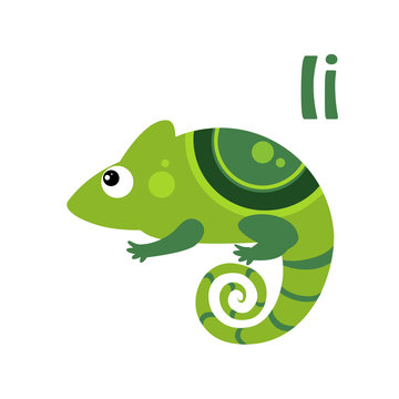 Iguana. Funny Alphabet, Animal Vector Illustration