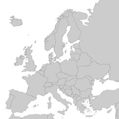 Kontinent Europa in Grau - Vektor - obrazy, fototapety, plakaty