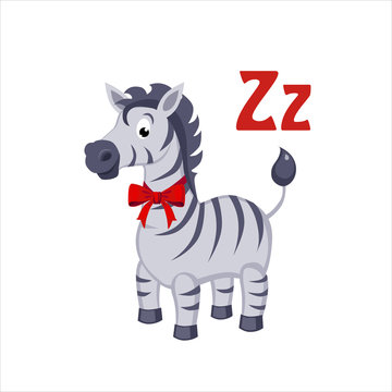 Zebra. Funny Alphabet, Animal Vector Illustration