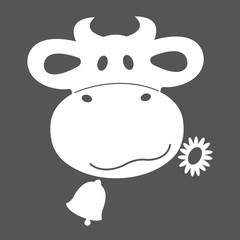 Cow head icon in a blue and white