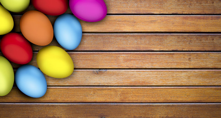 Naklejka na ściany i meble Easter eggs on wooden background