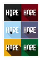 Russian crisis - hope, vector flat text with rouble