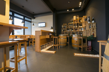Interior of a modern wine bar