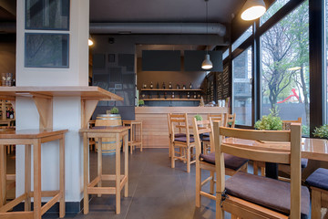 Interior of a modern wine bar