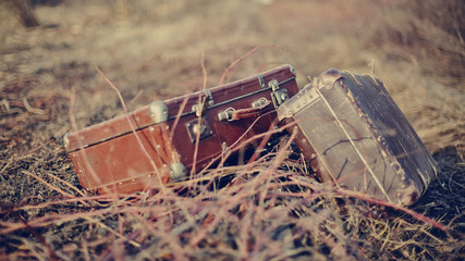 Fototapeta na wymiar Two old vintage suitcases