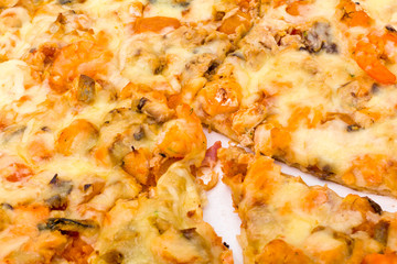 Pizza with cheese and ham