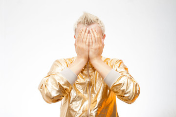 Young Fashion Guy in Gold Costume