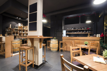 Interior of a modern wine bar