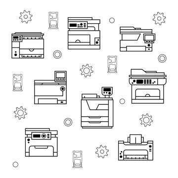 Printer outlines icons. 
