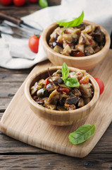 Traditional italian dish with eggplant and tomato