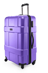 lilac suitcase plastic half-turned