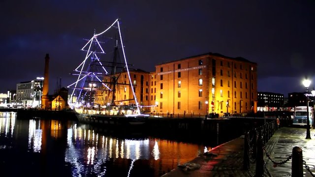 Liverpool's Historic Waterfront Buildings At Night 
