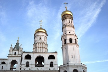 Fototapeta na wymiar Moscow Kremlin. Ivan Great bell tower. Blue sky background.