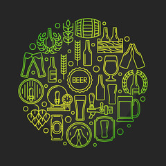 Beer linear vector illustration